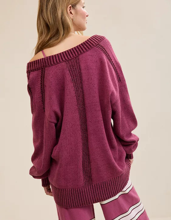 2‑Way Wear Oversized Knit Sweater